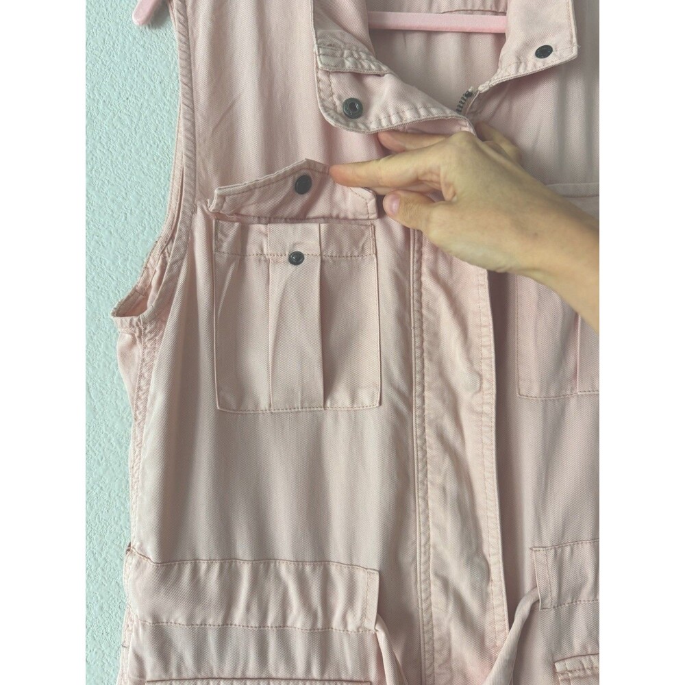 Max Jeans Utility Vest Women's Size M Blush Pink Sleeveless Belted Cargo Vest - Picture 2 of 9